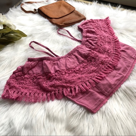 AEO American Eagle Outfitters Crochet Crop Top S - Picture 6 of 8